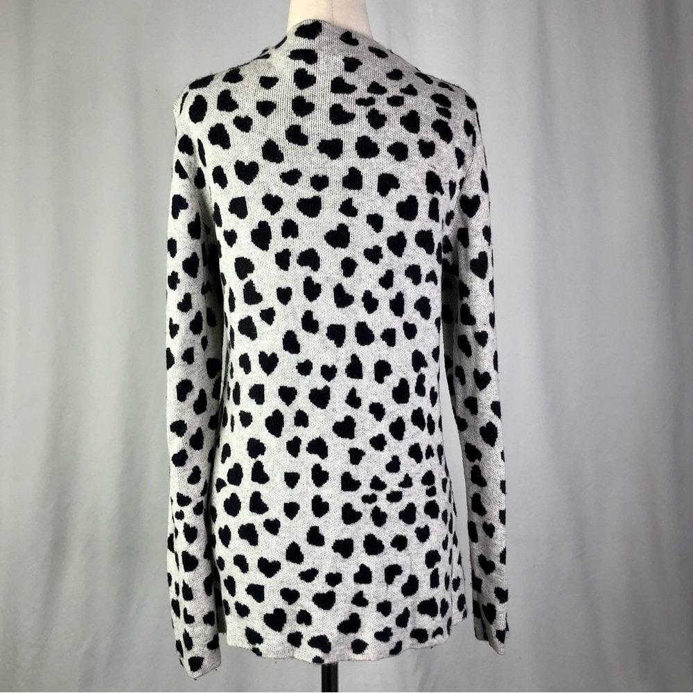 LOFT cheetah heart sweater grey black M - Picture 4 of 8